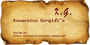 Kovacsics Gorgiás névjegykártya